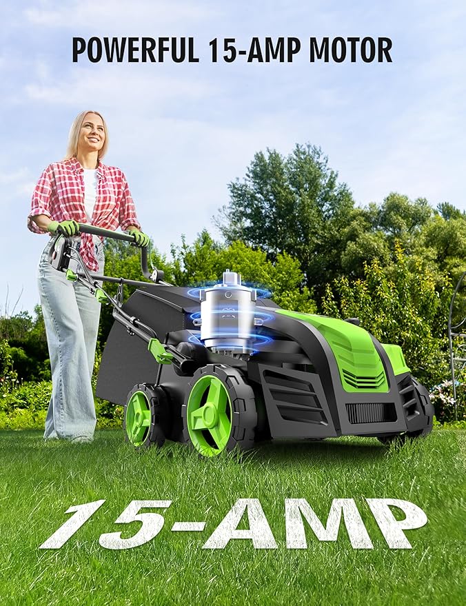 16” Artificial Turf Vacuum,1800w Grass Sweeper 15 Amp Lawn Sweeper Yard Power Brush with 45L Removable Leaf Collection Bag, Quick-Fold, Keeps Clear Sweepy Box - Image 2