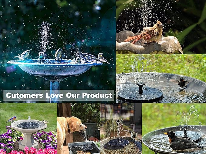 Solar Fountain, Solatec Solar Powered Bird Bath Fountain Pump 1.4W Solar Panel Kit Water Pump,Outdoor Watering Submersible Pump for Pond, Pool, Garden, Fish Tank, Aquarium