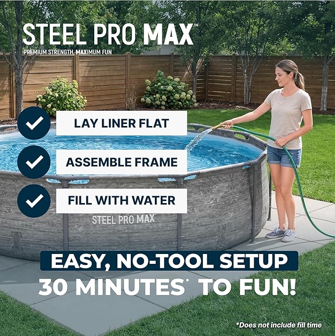 Bestway Steel Pro MAX 12' x 30" Above Ground Pool, Round Metal Frame Outdoor Swimming Pool Set with Filter Pump, Stacked Stone Print - Image 4