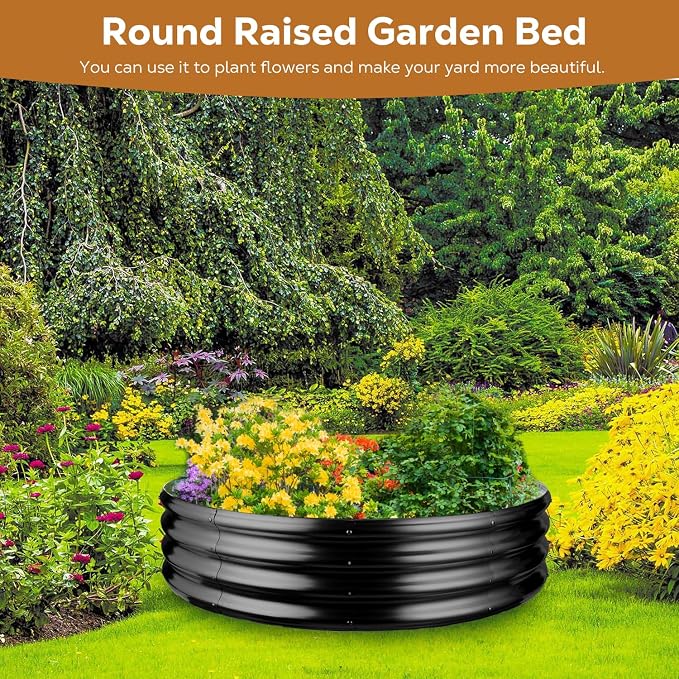 Raynesys 48 Inch Round Galvanized Fire Pit Ring, Round Galvanized Fire Ring, 4 Feet Diameter Round fire Pit, Outdoor fire Pit for Backyard, Camping, Bonfire, Black - Image 2