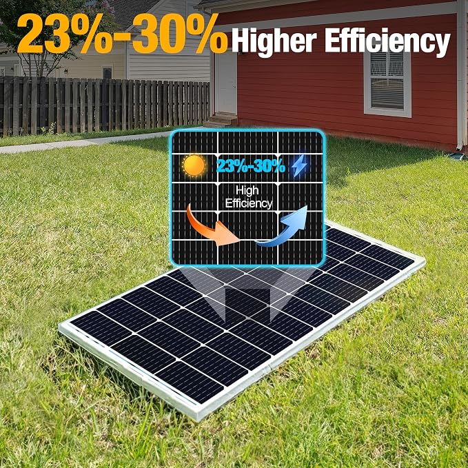 SOLPERK 100 Watt Solar Panel 12 Volt, 100W Solar Panel High-Efficiency Monocrystalline Solar Panels for Home, RV, Camping, Marine, Rooftop, Off-Grid Applications - Image 3