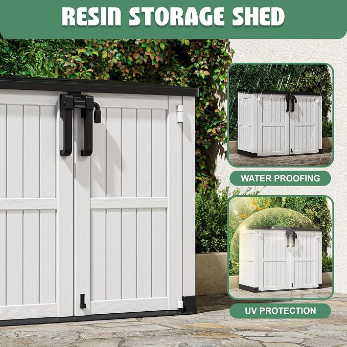 LHBcraft Outdoor Storage Cabinet 36 Cu Ft with Lockable Doors, Portable Horizontal Resin Storage Shed -Easy to Assemble, Waterproof Outdoor Storage Box for Backyards,Patios - Image 4