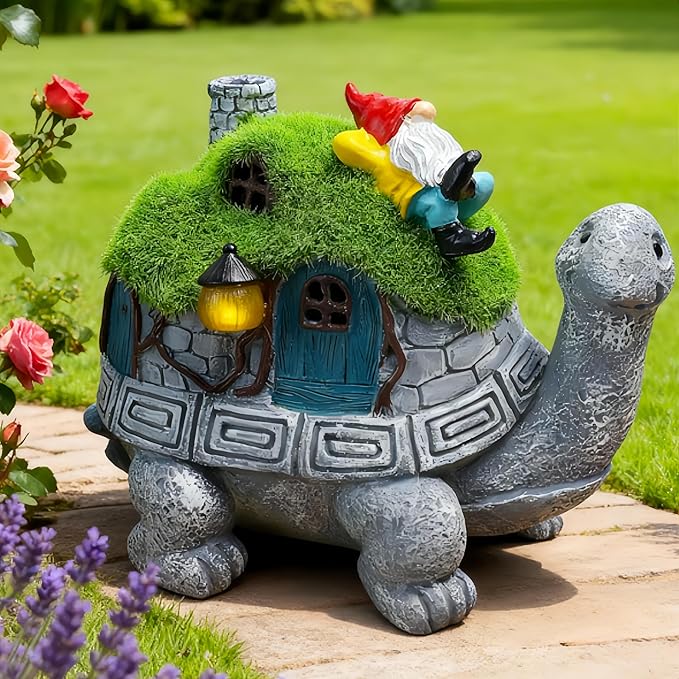 SunGlee Solar Turtles for Outdoors Turtle Solar Light Garden Statue Cute Tortoise Garden Outdoor Decor for Patio Lawn Yard Gifts for Mom Grandma Housewarming Birthday