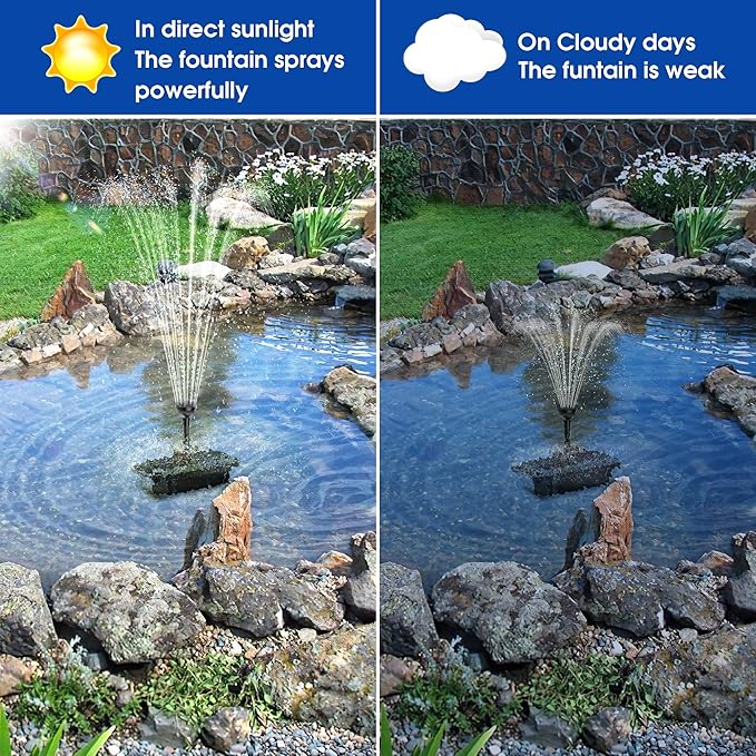 Biling Solar Pond Pump with Filter System, 44W Solar Panel, Pond Filter Box Kit, 530 GPH Water Pump for Outdoor Pond Pool Water Feature Waterfall