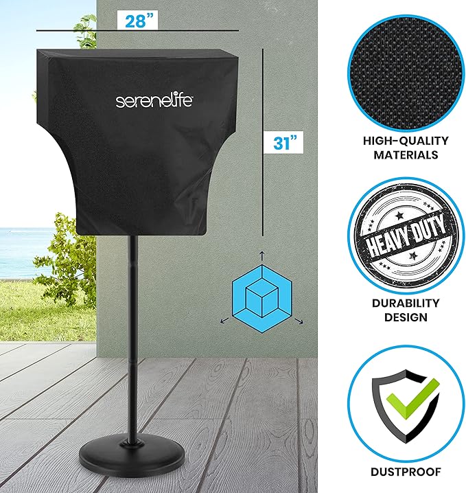 SereneLife Patio Heater Cover for SLOHT40 Infrared Outdoor Electric Space Heater, Heavy Duty Propane Heater Cover, Durable, Tearproof Waterproof Dustproof, Wind/Sunlight/Snow Resistant