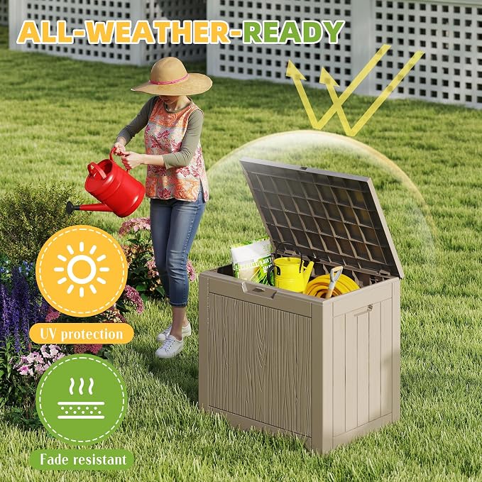 EasyUp 36 Gallon Outdoor Storage Box Waterproof, Resin Outdoor Deck Box, Lockable Deck Boxes for Garden Tools Equipment and Cushions (Gray) - Image 5