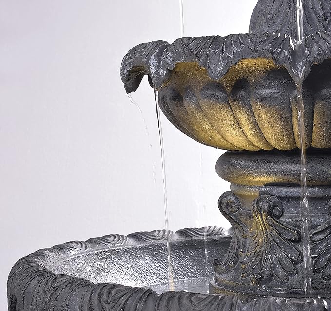 Kenroy Home 51010ZC Ibiza Outdoor Floor Fountain with Gray Finish, Classic Style, 45" Height, 25.5" Width, 25.5" Depth, Zinc