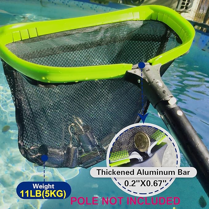 Sepetrel Pool Net,Professional Swimming Pool Leaf Skimmer Nets for Cleaning with Double-Layer Deep Big Bag,Heavy Duty Aluminum Frame & Handle Rake(Pole Not Included) - Image 3