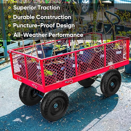 TICONN 4.00-6 Tire and Wheel Flat Free, 4 Pack 13" Solid Tires with 5/8" Axle Bore Hole and Double Sealed Bearings, Perfect for Wheelbarrow, Garden Cart, Wagon, Dolly (Black, 4PK) - Image 6