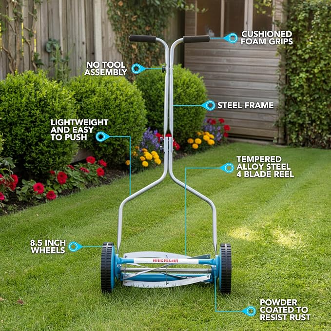 American Lawn Mower Company 2204-14 14-Inch 4-Blade Push Reel Lawn Mower - Image 2