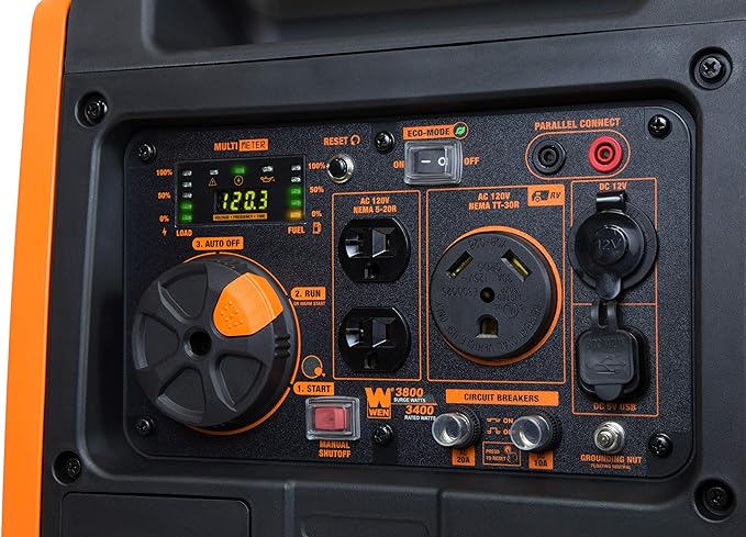 WEN Super Quiet 3800-Watt RV-Ready Portable Inverter Generator with Fuel Shut-Off and Electric Start (56380i) - Image 3