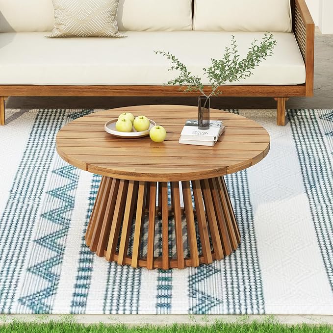 Christopher Knight Home Claremont Patio Sofa and Coffee Table Set, 2 Piece Outdoor Patio Furniture Set with Cushion, Acacia Wood 3 Seater Outdoor Sofa Daybed and Coffee Table Set, Teak+Dark Grey