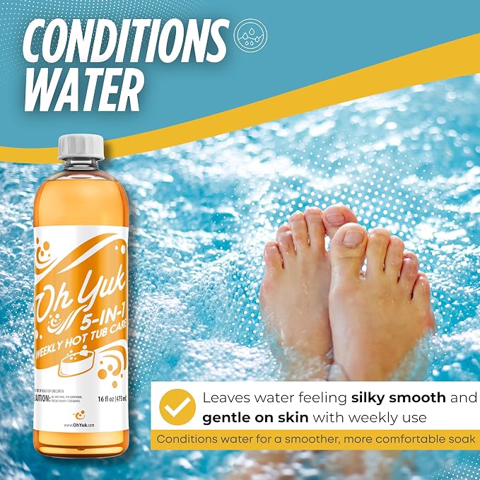 Oh Yuk Hot Tub Cleaner + 5 in 1 Weekly Hot Tub Care Combo, Hot Tub Chemicals, Hot Tub Jet Cleaner, Spa Chemicals for Hot Tub, Water Clarifier, Conditioner and Spa Treatment - Image 7