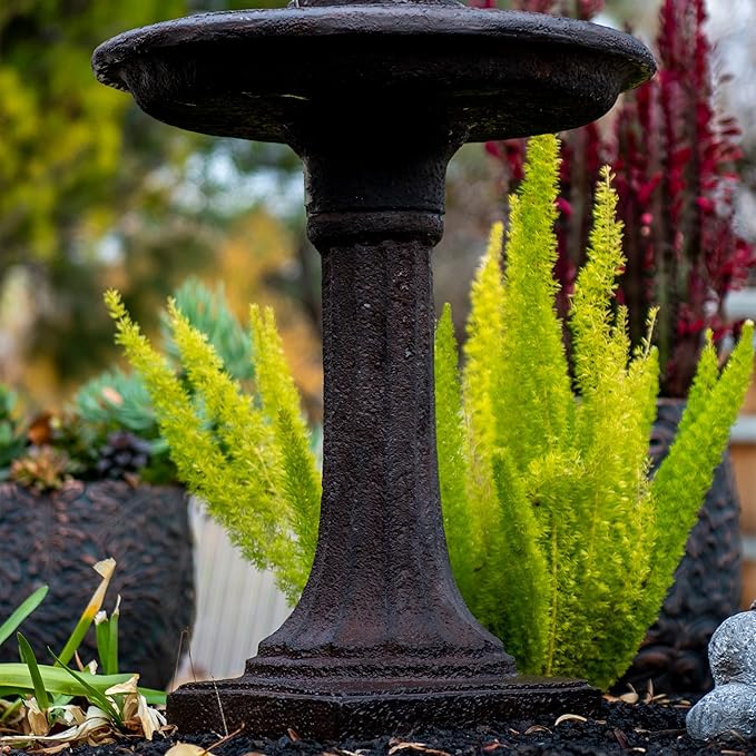 XBrand 28" Tiered Freestanding Classic Bird Bath Outdoor Water Fountain with Auto Shut-Off Pump, Brown