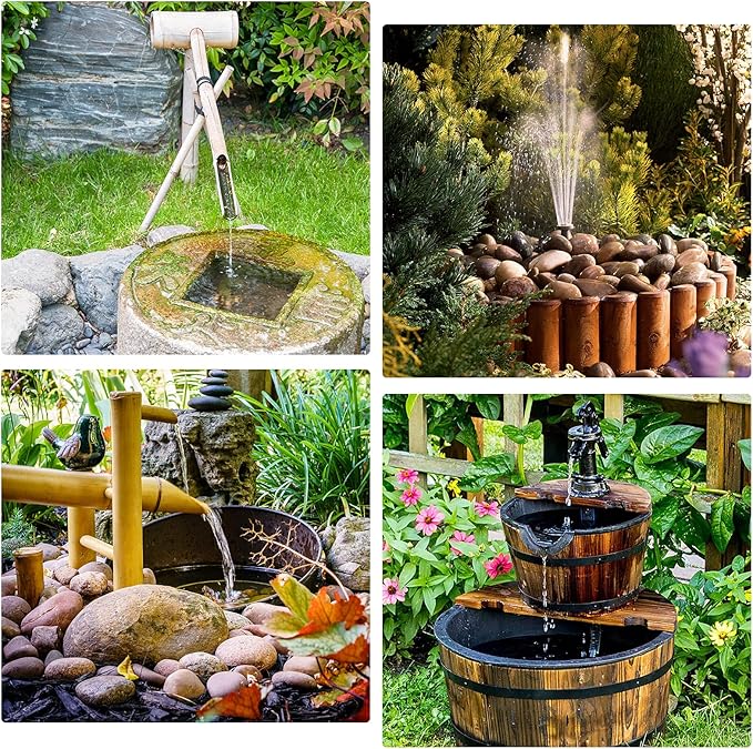 AISITIN Solar Water Pump for Water Feature Outdoor, DIY Solar Fountain Kit with 6 Nozzles and 9.8ft Power Cord, Solar Powered Water Fountain Pump for Bird Bath, Ponds, Garden, Fish Tank, 2 Packs