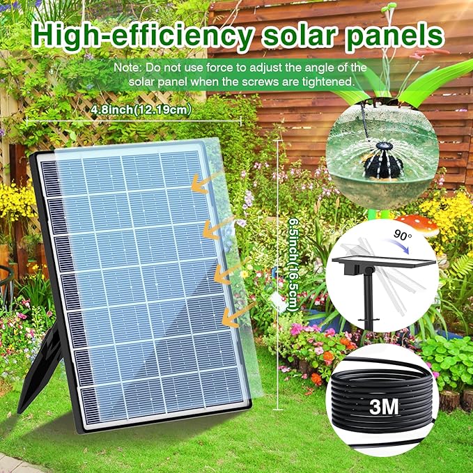 AISITIN 4.5W Solar Water Fountain, Upgraded DIY Solar Water Pump Fountain Kit with Cable Nozzles for Garden, Pond, Pool and Fish Tank
