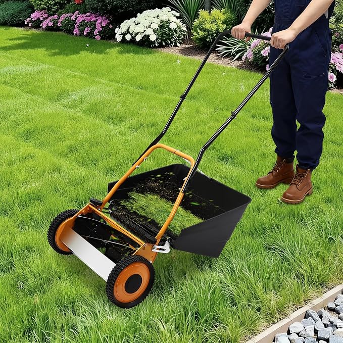 16-inch 2-in-1 Push Lawn Mower, Self-Propelled Sweeper, Standalone Push Lawn Sweeper, Adjustable Cutting Height with Collection Box - Image 7