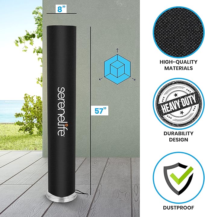 SereneLife Patio Heater Cover for SLOHT42 Infrared Outdoor Electric Space Heater, Heavy Duty Propane Heater Cover, Durable, Tearproof Waterproof Dustproof, Wind/Sunlight/Snow Resistant