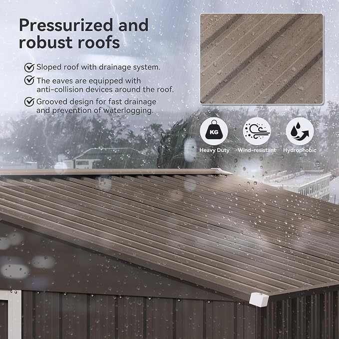 Kurapika Outdoor Storage Shed, 10x8FT Large Metal Tool House with Opening and Lockable Door, for Garden, Patio, Backyard, Lawn - Image 7