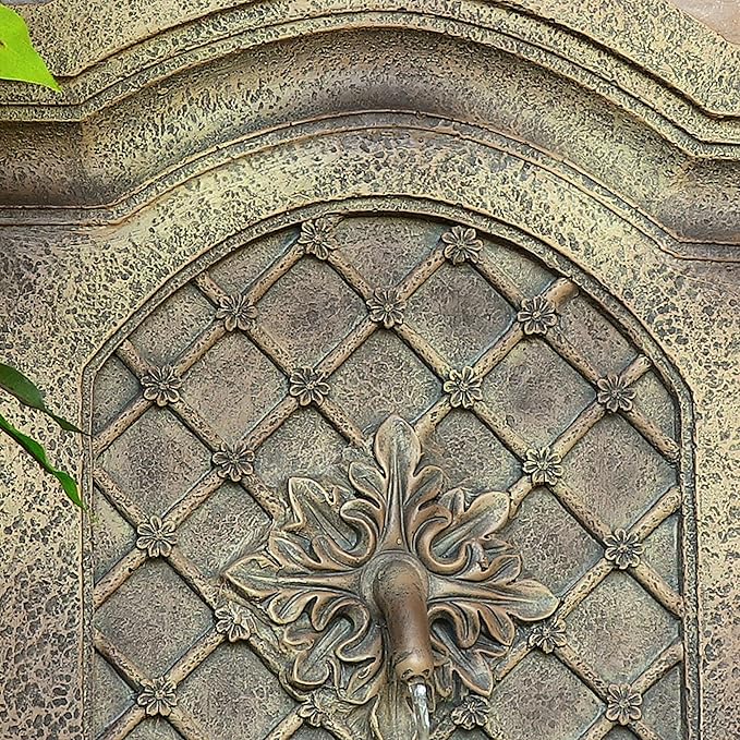 Sunnydaze 31" Outdoor Wall Water Fountain with Pump - Florentine Stone - Rosette - Electric