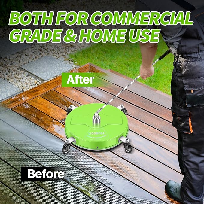 LidoDola 19'' Pressure Washer Surface Cleaner with 4 Wheels - Stainless Steel Surface Cleaner for Pressure Washer Attachment for Concrete, Driveway, Patio, Sidewalk, Deck and Driveways (19 INCH GREEN) - Image 6