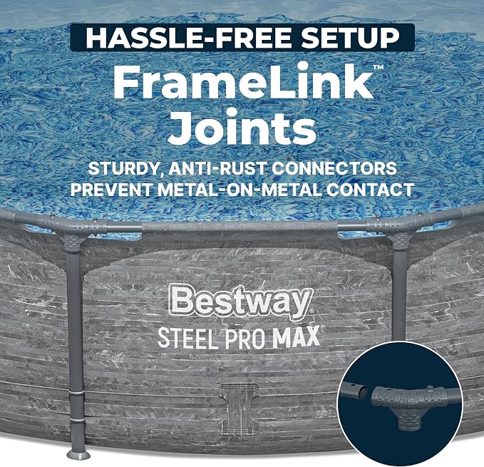 Bestway Steel Pro MAX 12' x 30" Above Ground Pool, Round Metal Frame Outdoor Swimming Pool Set with Filter Pump, Stacked Stone Print - Image 6