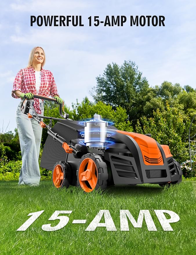 16” Artificial Turf Vacuum,1800w Grass Sweeper 15 Amp Lawn Sweeper Yard Power Brush with 55L Removable Leaf Collection Bag, Quick-Fold, Keeps Clear Sweepy Box, Hesperidium - Image 2