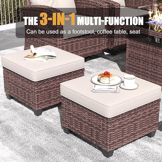 LayinSun 5 Pieces Patio Furniture Set with Swivel Chairs, Rattan Wicker Rocking Glide Chairs with Coffee Table Conversation Set