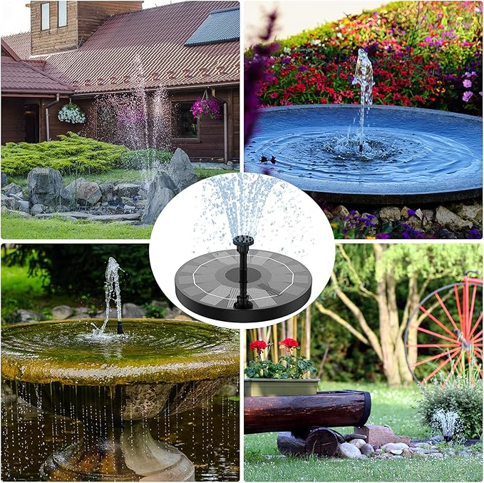 AISITIN Solar Fountain Pump 2.5W, 6.7" Solar Powered Water Fountain Pump for Bird Bath, solar pump for fountain with 6 Nozzles for Garden, Ponds, Pool, Fish Tank, Outdoor and Aquarium
