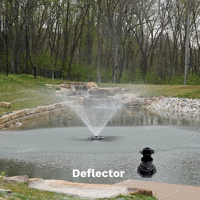 HALF OFF PONDS Floating Fountain, 1.75 HP Pond Aerator, 200 ft Cord, 14,800 GPH Water Pump, 11 Spray Patterns, Energy-Efficient, Color-Changing LED Lights, Large Ponds, Lakes & Water Gardens