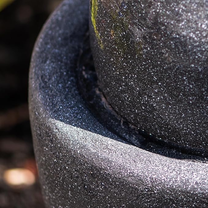 XBrand 26" Modern Sphere Water Fountain with LED Light – Indoor Outdoor Stone Texture Floor Fountain, Zen Bubbling Ball Water Feature for Garden Patio Porch - Gray