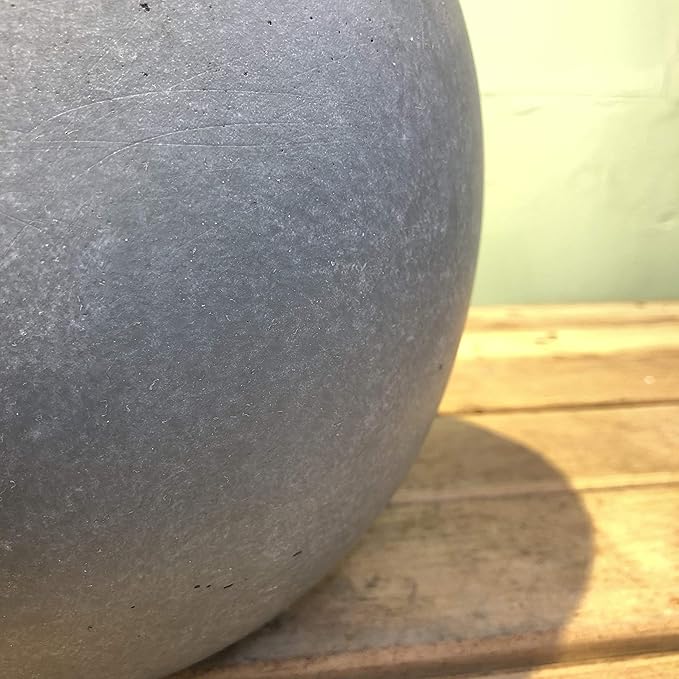 Kante 15.7" Dia Round Concrete Planter, Outdoor Indoor Garden Plant Pots with Drainage Hole and Rubber Plug, Modern Curvaceous Design, Slate Gray
