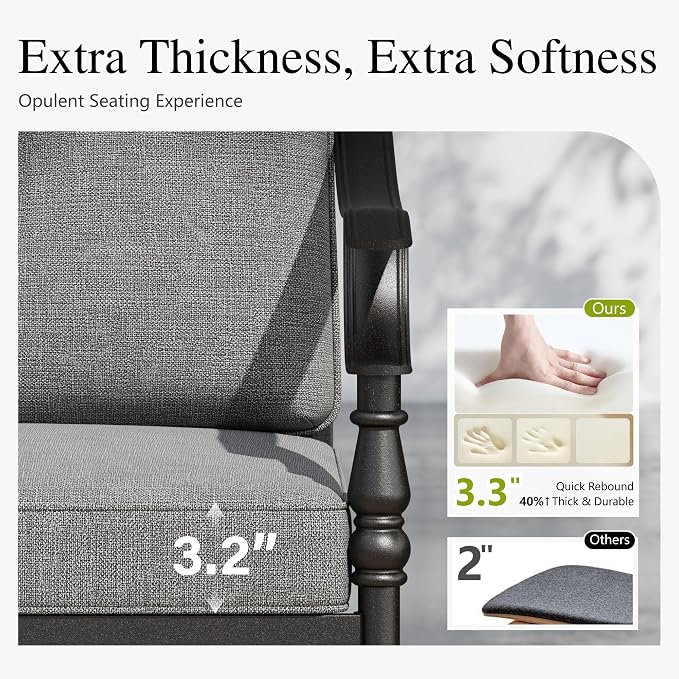 Sophia & William Outdoor Patio Dining Chairs Set of 6, Heavy Duty Outdoor Furniture Chairs with Thickened Cushions, Wrought Iron Deck Chairs for Backyard, Poolside, Balcony and Garden - Image 4