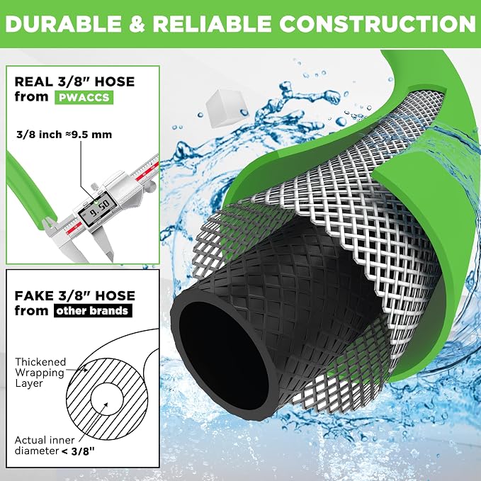 PWACCS Pressure Washer Hose 50 FT, 3/8" Kink Resistant Power Washer Hose Steel Braided Quick Connect with M22 14 Fittings for Cold/Hot Water, 4000 PSI - Image 5