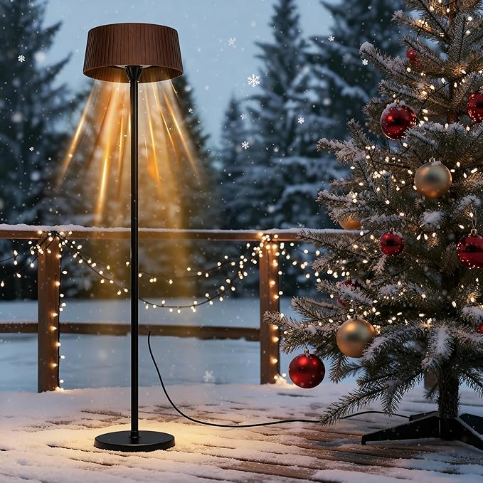 Electric Outdoor Patio Heater, 1500W Tabletop Infrared Heater for Indoor & Outdoor, IP55 Waterproof, Fast Heating, Tip-Over Protection, Perfect for Garden, Balcony, Garage, Porch (brown, freestanding)