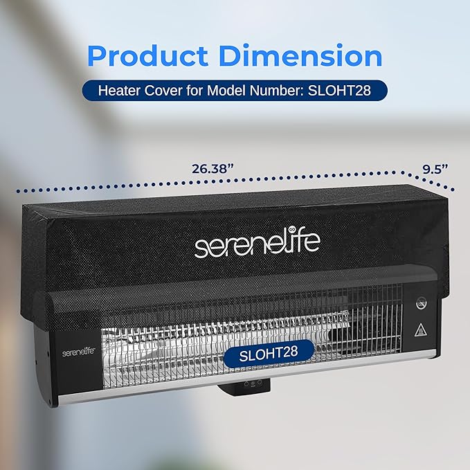 SereneLife Patio Heater Cover Bag - Heavy-Duty, UV Resistant, Waterproof Polypropylene & Polyurethane, Tear Resistant, Easy On/Off, Dustproof, Fits SereneLife Patio Heater Model SLOHT28 (Black)