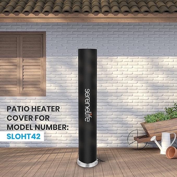 SereneLife Patio Heater Cover for SLOHT42 Infrared Outdoor Electric Space Heater, Heavy Duty Propane Heater Cover, Durable, Tearproof Waterproof Dustproof, Wind/Sunlight/Snow Resistant