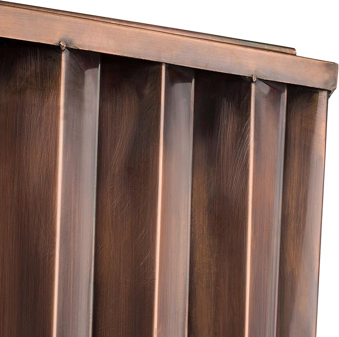 H Potter Tall Ribbed Copper Planter Indoor Outdoor – 29 Inch Antique Copper Stainless Steel Floor Planter with Insert & Drainage – Decorative Entryway Patio Porch Planter