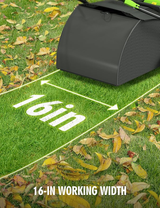 16” Artificial Turf Vacuum,1800w Grass Sweeper 15 Amp Lawn Sweeper Yard Power Brush with 45L Removable Leaf Collection Bag, Quick-Fold, Keeps Clear Sweepy Box - Image 3