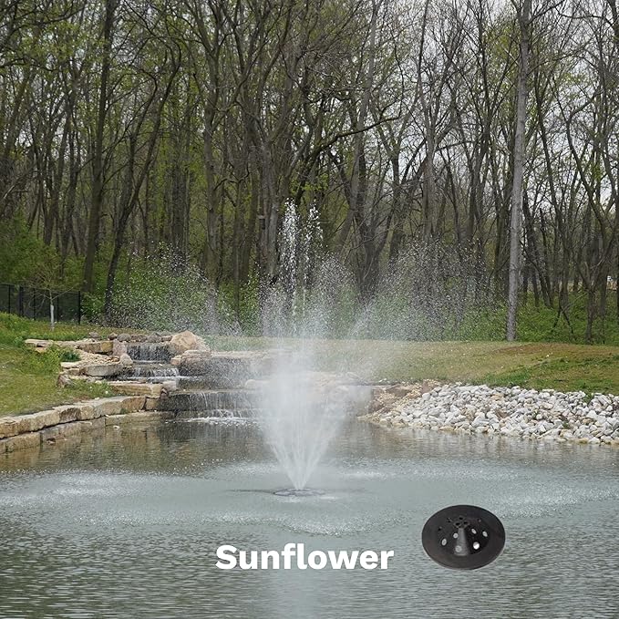 HALF OFF PONDS Floating Fountain, 1.75 HP Pond Aerator, 100 ft Cord, 14,800 GPH Water Pump, 11 Spray Patterns, Energy-Efficient, White LED Lights, for Large Ponds, Lakes & Water Gardens