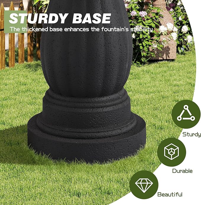 Italian Outdoor Water Fountains - 47.4'H Garden Fountains and Waterfalls Outside, Large Cascading Indoor Floor-Standing Resin Bubbler Fountain Features W/Pump for Patio and Yard Decor (Black)