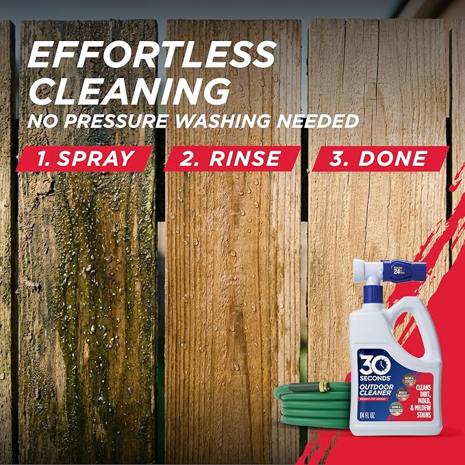30 SECONDS Outdoor Cleaner 2 Pack with Hose End Sprayer - Cleans Stains from Algae, Mold and Mildew on Vinyl Siding, Deck, Patio, Brick and More - Image 4