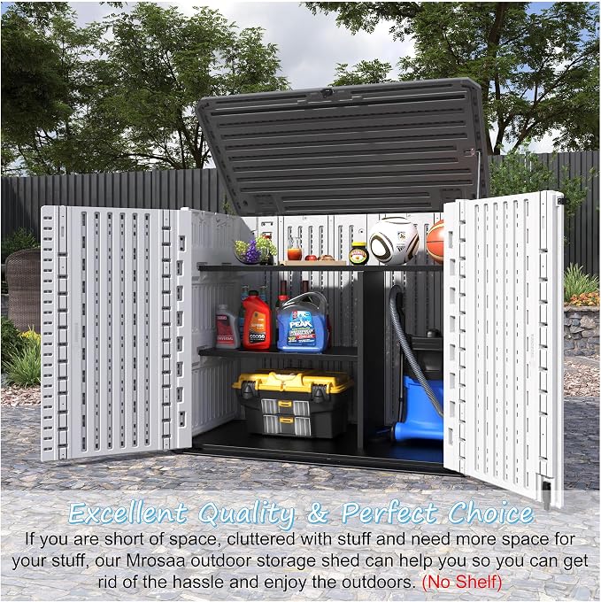 Mrosaa Sheds & Outdoor Storage, 34 Cu.ft Horizontal Storage Sheds Outdoor with Floor, Outdoor Storage Cabinet Waterproof for Garage Storage, Pool Storage, Bike Shed, Garden Shed - Image 2