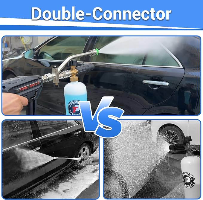 Tool Daily Short Pressure Washer Gun with Foam Cannon, Dual Connector Accessory, 1/4 Inch Quick Connect, 5 Spray Nozzle Tips, 1 Liter - Image 3