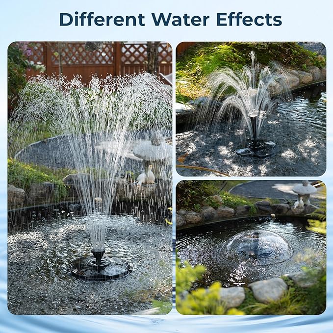 POPOSOAP Floating Pond Fountain with RGB LED Lights, 660GPH Pond Pump 30Ft Cable Length with 3 Modes Sprinkler & 65.6Ft Mooring Line, Floating Fountain for Outdoor Pond
