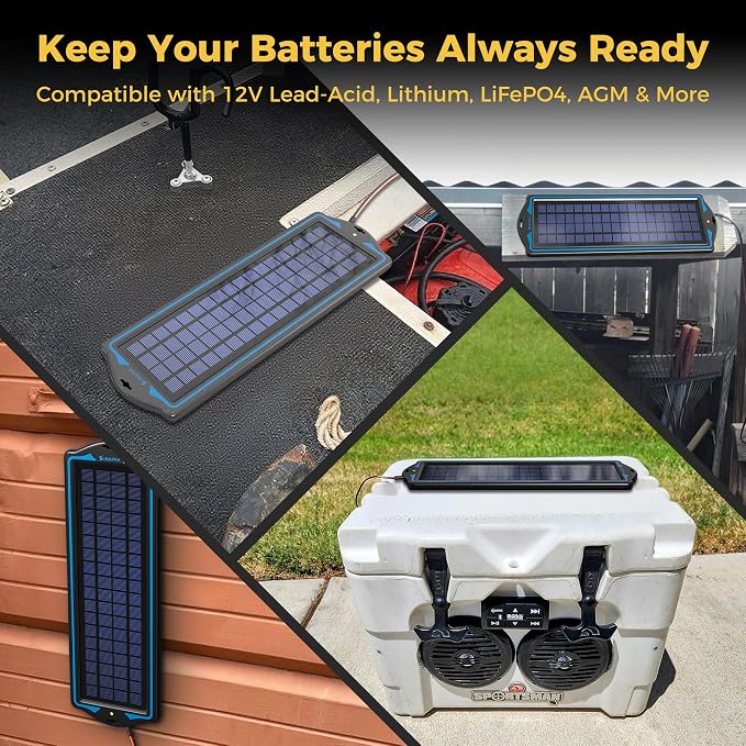 SUNAPEX 12V Solar Battery Charge: 5W Waterproof Portable Solar Panel Kit - Battery Maintainer Trickle Charger - with Upgrade Built in Charge Controller for Car Boat RV Trailer Automotive Motorcycle - Image 8