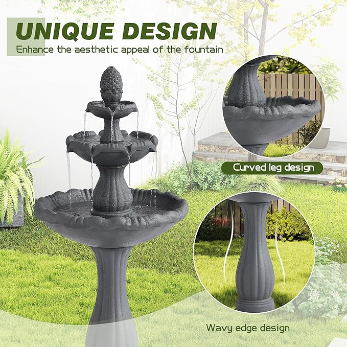 Italian Outdoor Water Fountains - 47.4'H Garden Fountains and Waterfalls Outside, Large Cascading Indoor Floor-Standing Resin Bubbler Fountain Features W/Pump for Patio and Yard Decor