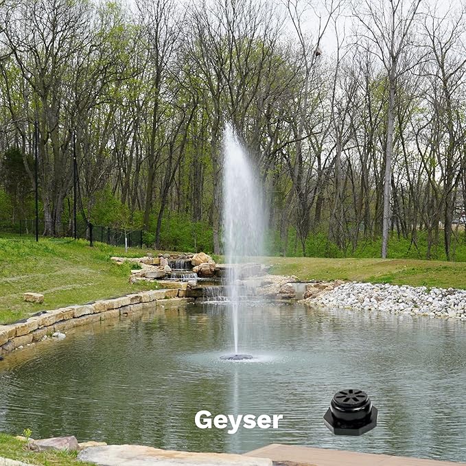 HALF OFF PONDS Floating Fountain, 1.75 HP Pond Aerator, 200 ft Cord, 14,800 GPH Water Pump, 11 Spray Patterns, Energy-Efficient, for Large Ponds, Lakes & Water Gardens