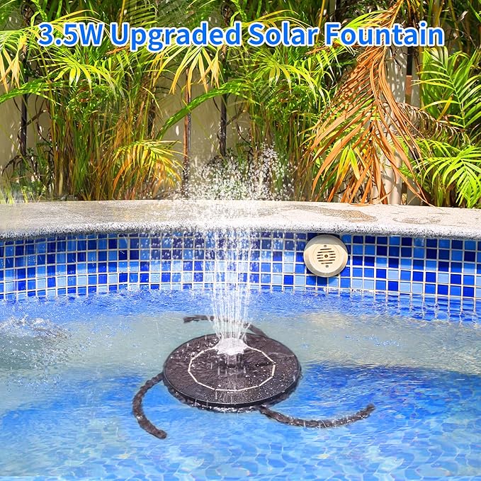 AISITIN 3.5W Solar Fountain for Bird Bath Upgraded 2026, Solar Water Fountain Kit with 3 Fixed Bracket & Multiple Nozzles & Storage Interface for Bird Bath, Garden, Courtyard, Pond, Pool and Outdoor