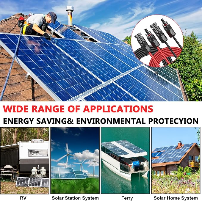 Vansdon 2x30 Feet Solar Panel Extension Cable- 10AWG Solar Cable Solar Panel Cable with Female and Male Waterproof Connectors for RV, Photovoltaic Systems - Image 8